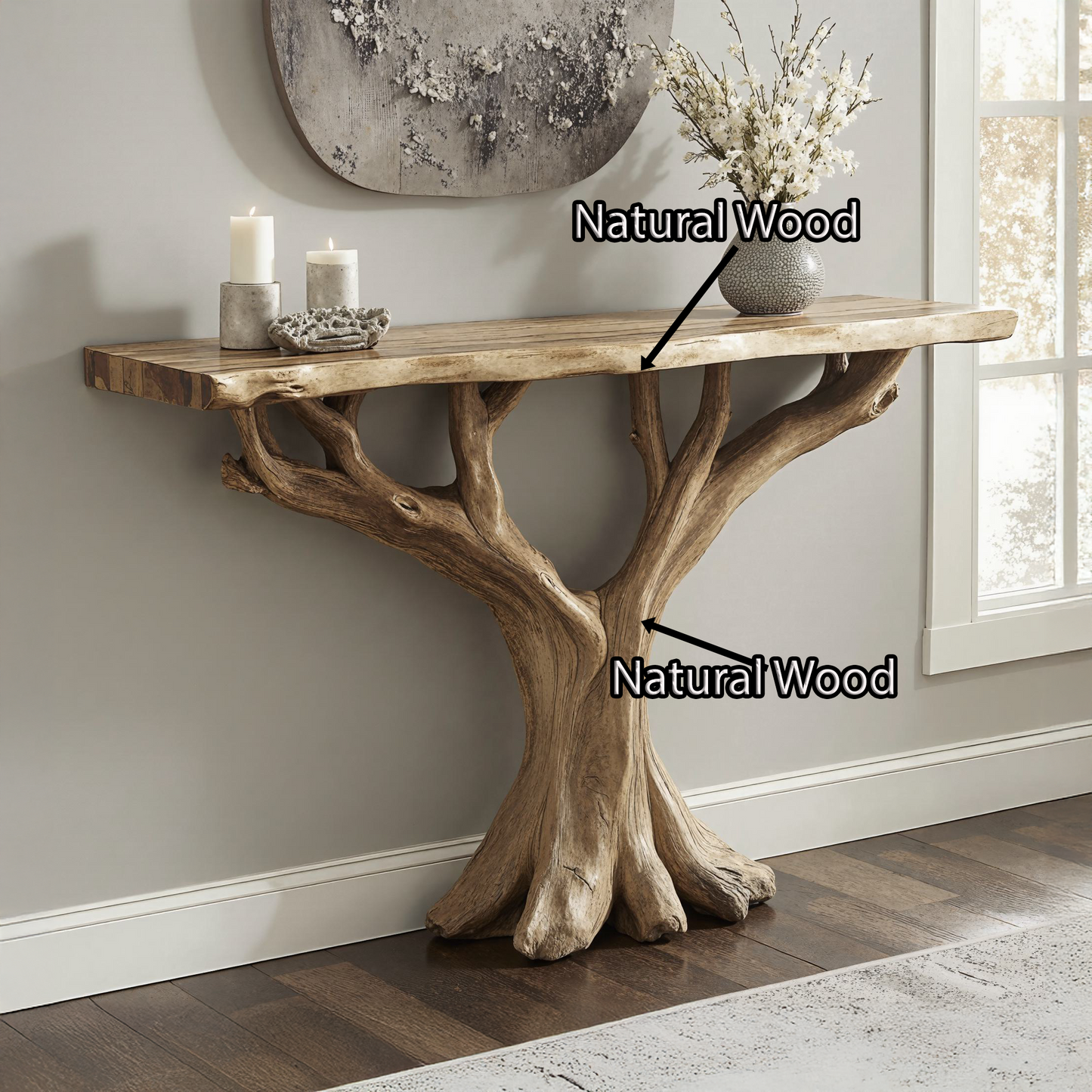 Jugaro Handcrafted Rustic Console Table – Perfect for Entryway Décor