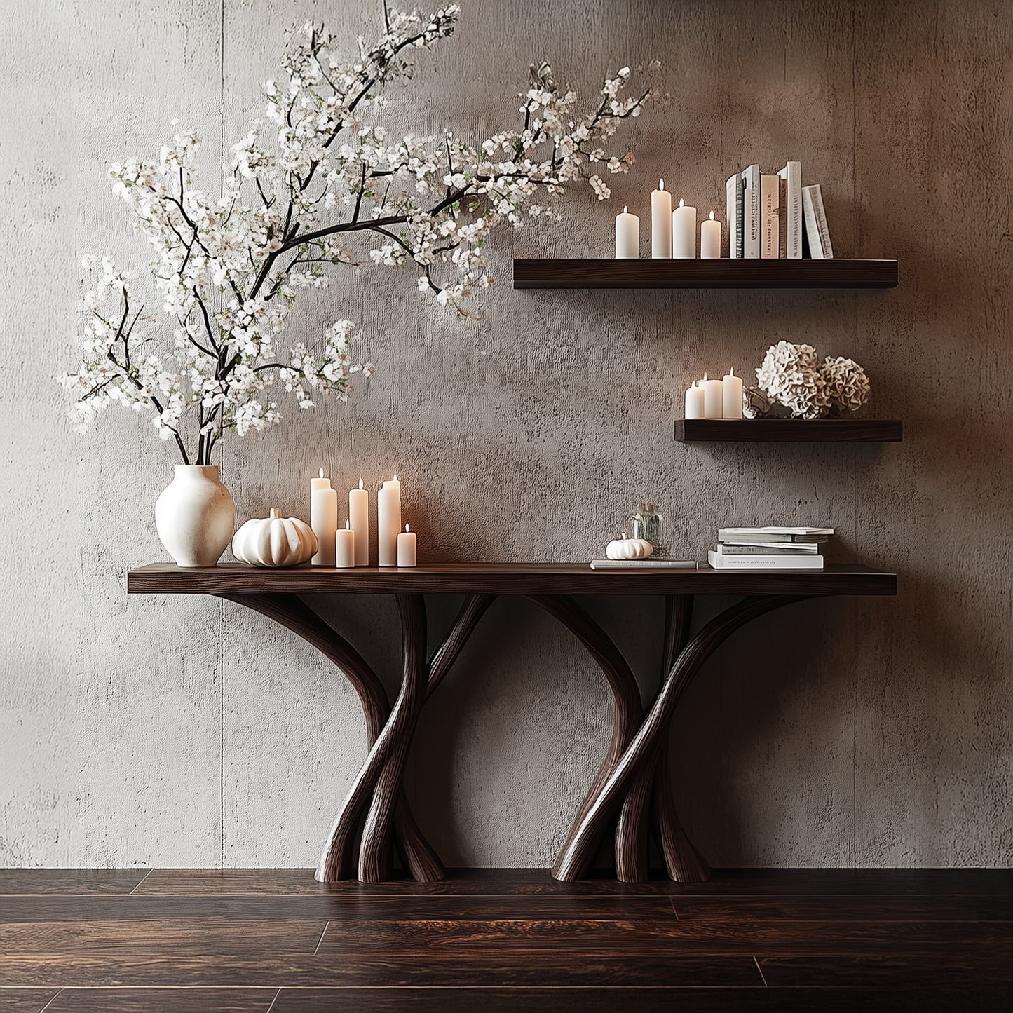 Jugaro Sculptural Console Table – Solid Wood Organic Rustic Gift