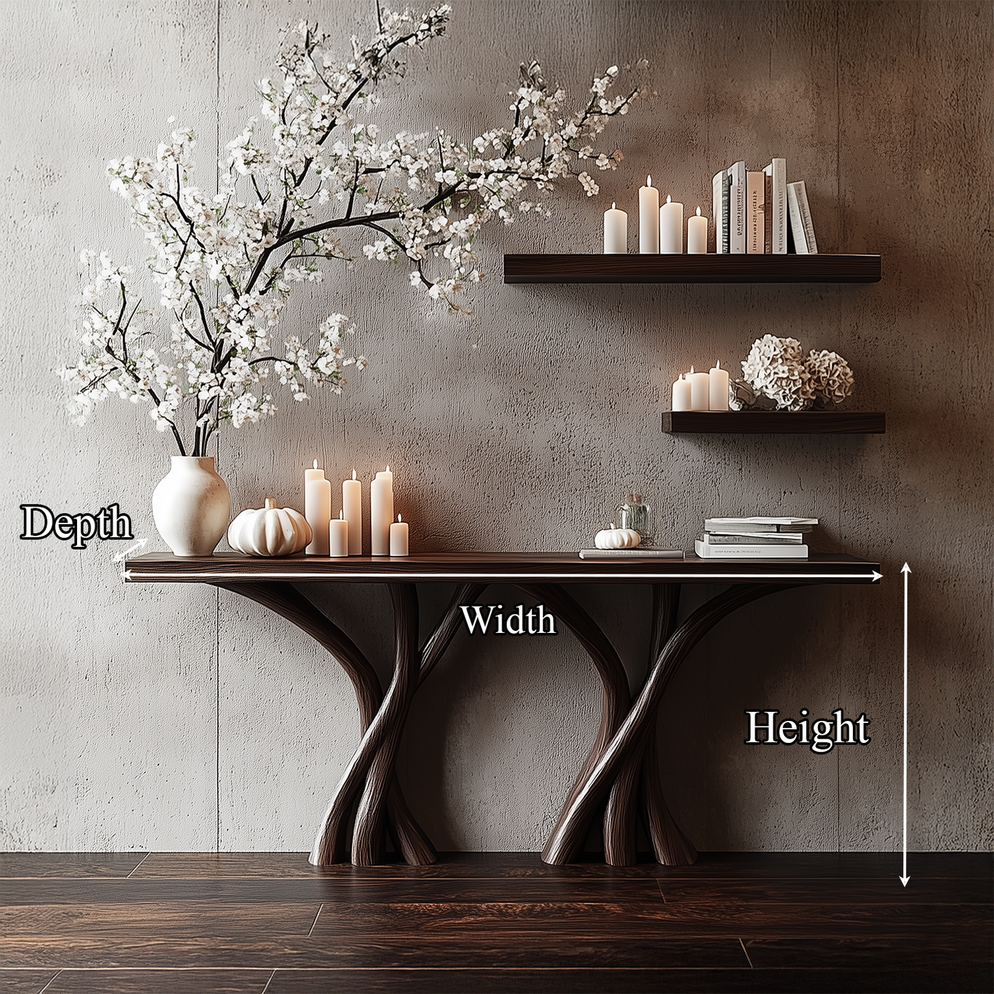 Jugaro Sculptural Console Table – Solid Wood Organic Rustic Gift