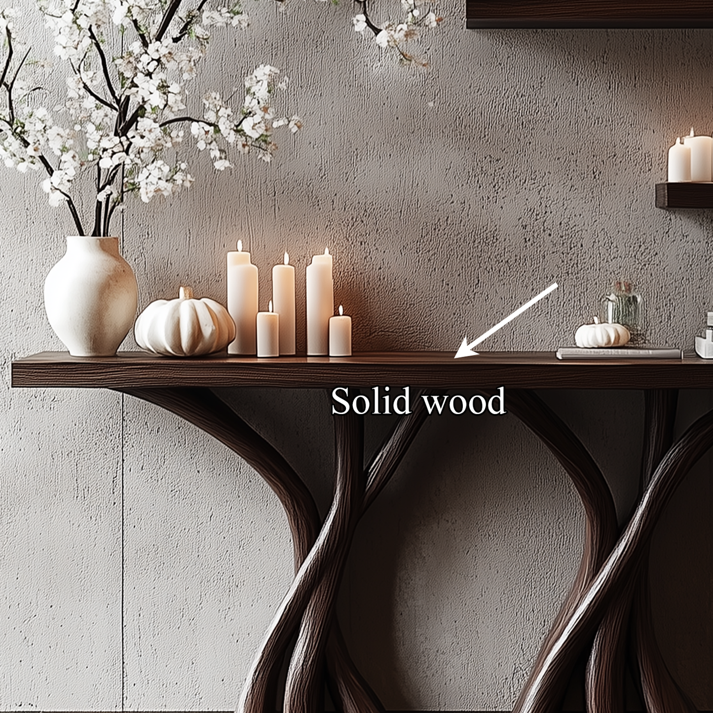 Jugaro Sculptural Console Table – Solid Wood Organic Rustic Gift