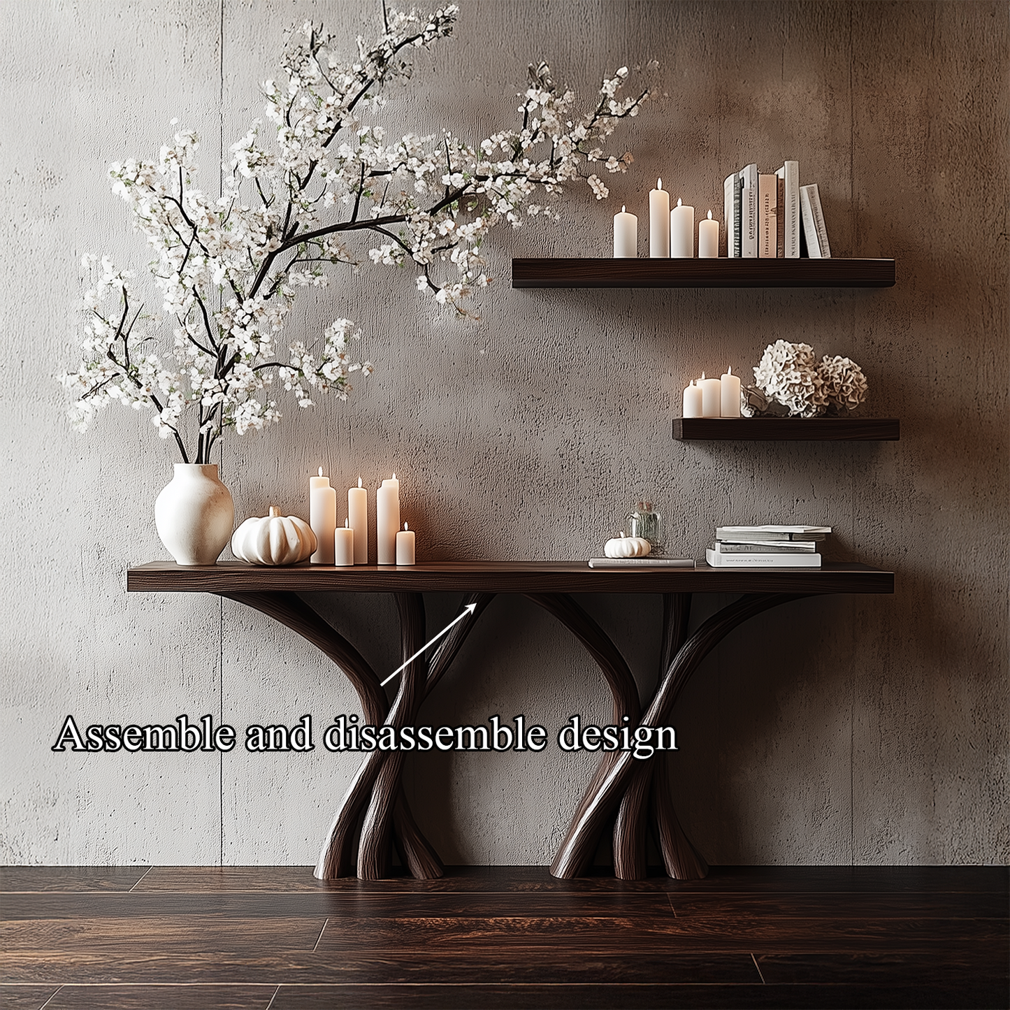 Jugaro Sculptural Console Table – Solid Wood Organic Rustic Gift