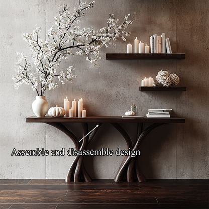 Jugaro Sculptural Console Table – Solid Wood Organic Rustic Gift