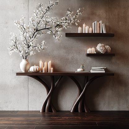 Jugaro Sculptural Console Table – Solid Wood Organic Rustic Gift