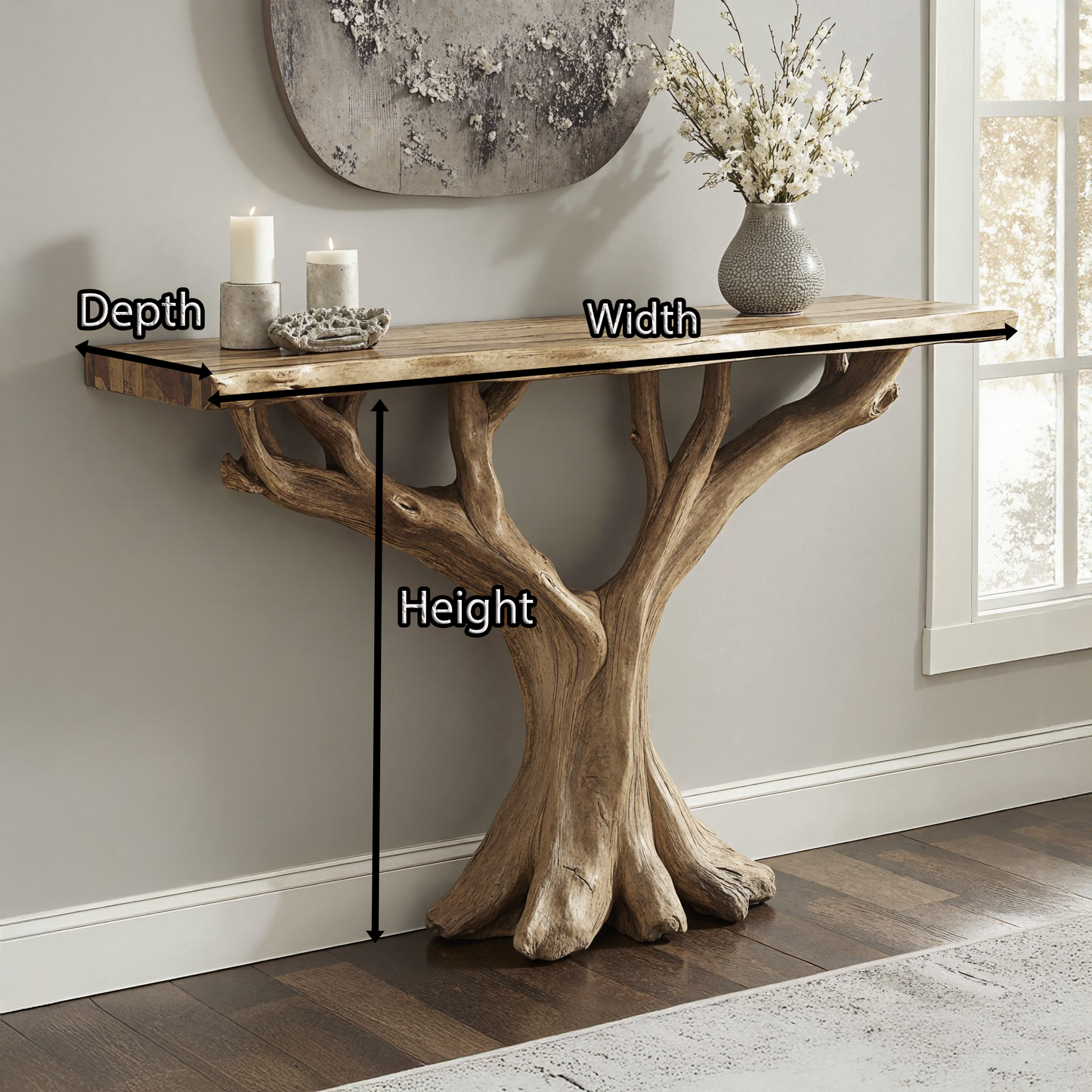 Jugaro Handcrafted Rustic Console Table – Perfect for Entryway Décor